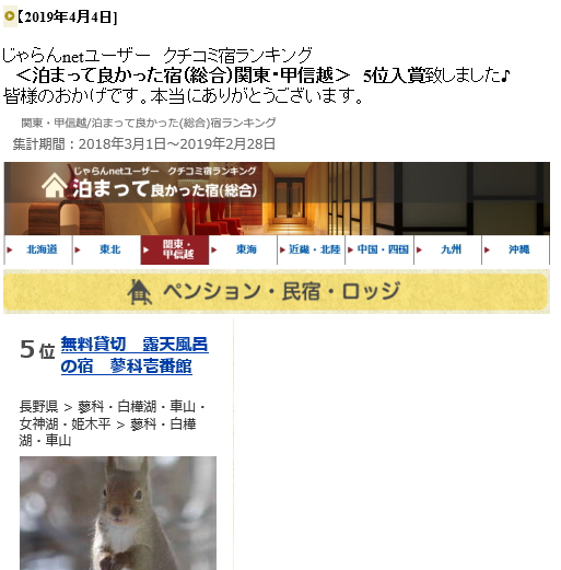 じゃらんランキング案内