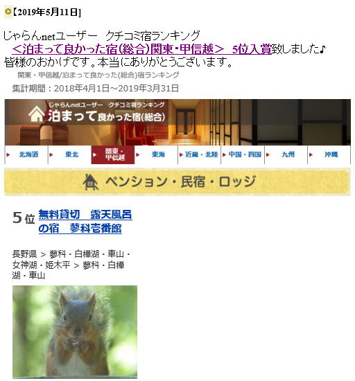 じゃらんランキング案内